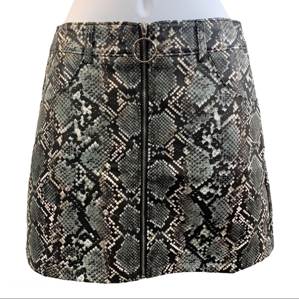 5for20 Wild Honey gray faux snakeskin leather mini skirt